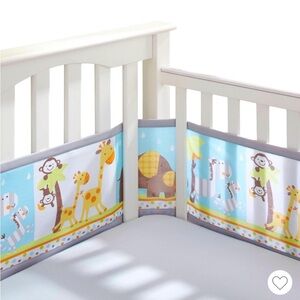 Breathable Baby Safari Friends Mesh Crib Liner Bumper Pad - 1 Panel 76”